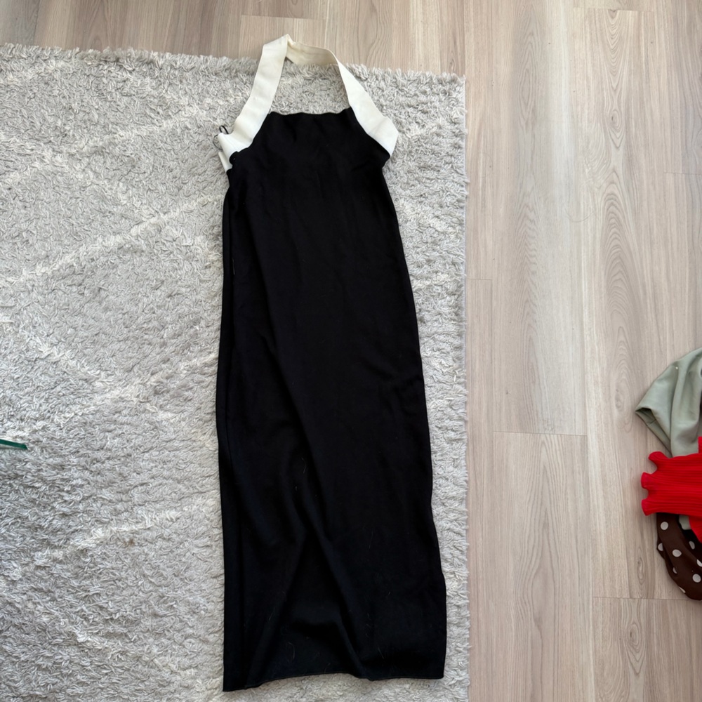 Zara Black and White Halter Midi Dress